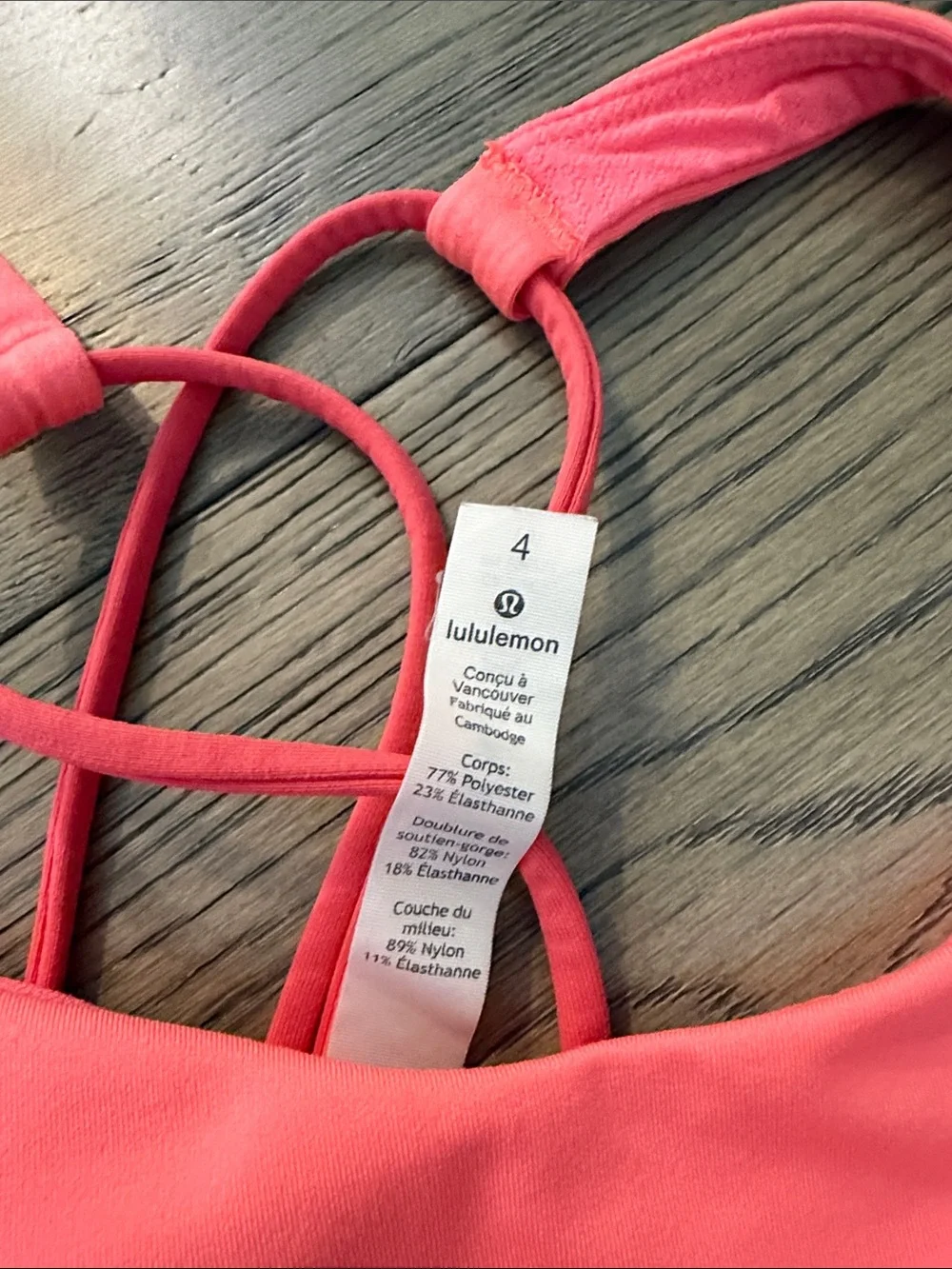 lululemon athletica Coral Pink Strappy Sports Bra size 4